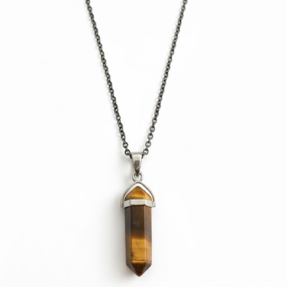925 Tigers Eye crystal  Pendant Necklace sterling silver 925 chain